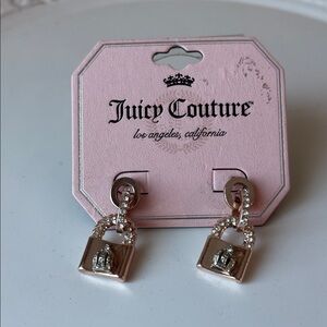 NWT Juicy Couture Pink and Silver Padlock Earrings